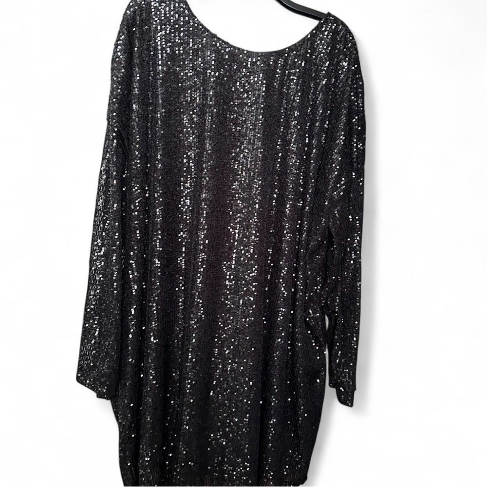 ASOS Curve Black Sequin Long Sleeve Dress